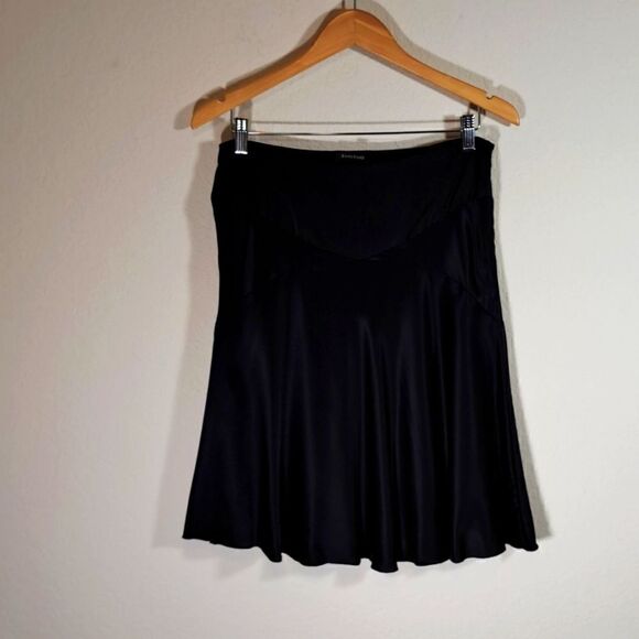 bebe Dresses & Skirts - Bebe Women’s Y2K Top/Skirt Small Black Satin Flared Side Zipper Vintage USA